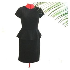 100% Silk Lined Brooks Brothers Black Peplum Dress